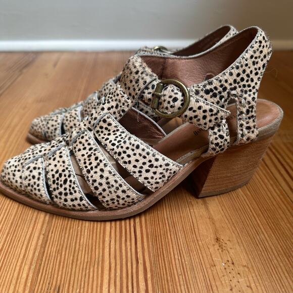Jeffrey Campbell angora brown jaguar leather heeled sandal SIZE 7 - Picture 6 of 8